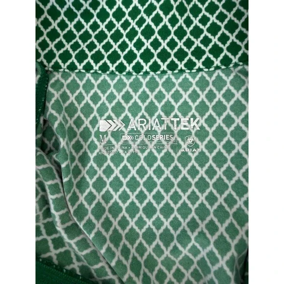 AriatTEK Cold Series Womens Medium Green Geometric Quarter Zip Base Layer Top - Picture 3 of 8